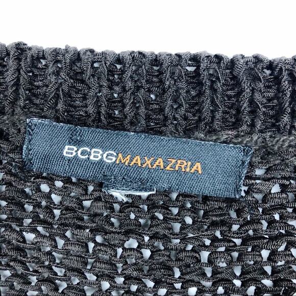 BCBGMaxazria Crochet Knit Brown Long Cardigan Large Scalloped Hem - Picture 9 of 16